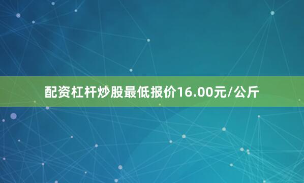 配资杠杆炒股最低报价16.00元/公斤
